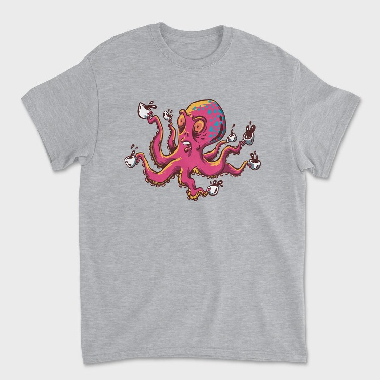 Octopus With Coffee Cups, Tricou Barbati (Unisex)