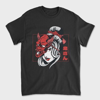 Oni Mask Girl Japanese, Tricou Barbati (Unisex)
