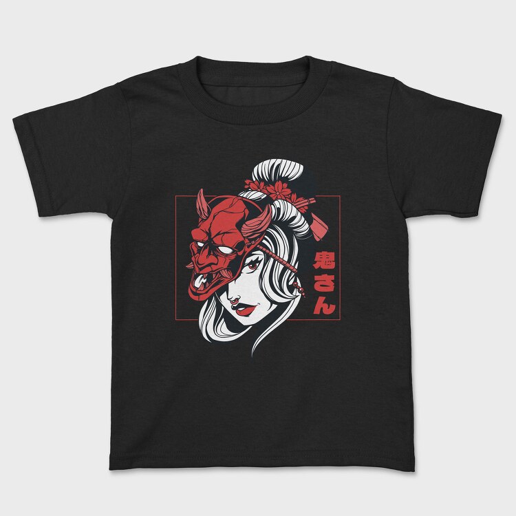 Oni Mask Girl Japanese, Tricou Copii