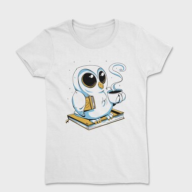 Owl With Books And Coffee Cute, Tricou Femei