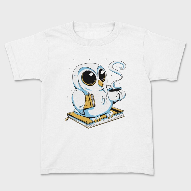 Owl With Books And Coffee Cute, Tricou Copii