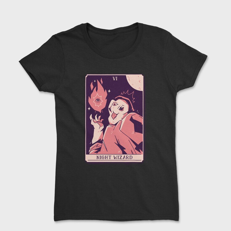 Owl Wizard Mystical Tarot Card Night Wizard 06, Tricou Femei