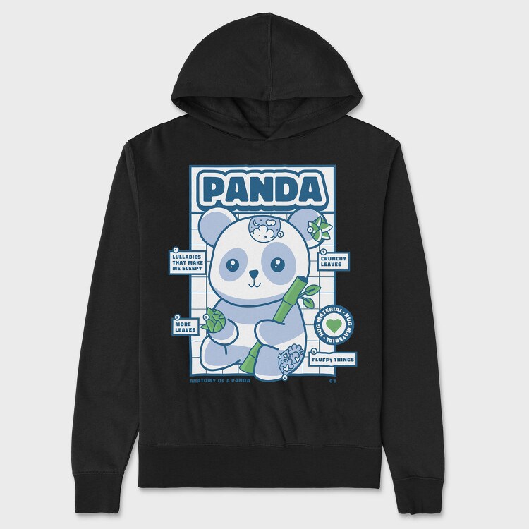 Panda Bear Animal Anatomy, Hanorac Oversize Barbati (Unisex)