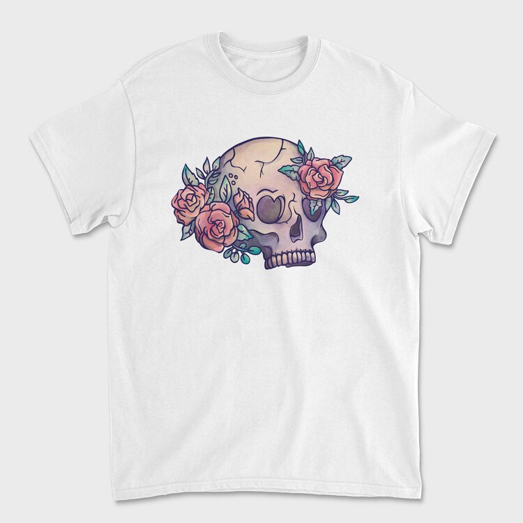 Pastel Floral Colorful Skull Flowers, Tricou Barbati (Unisex)