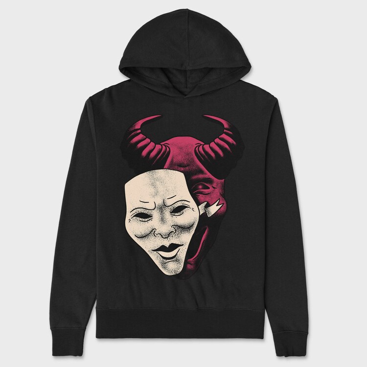 Demon And Mask Halloween, Hanorac Oversize Barbati (Unisex)