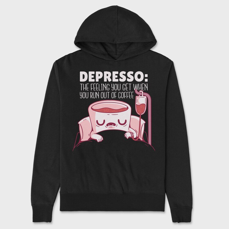 Depresso Coffee Quote, Hanorac Oversize Barbati (Unisex)