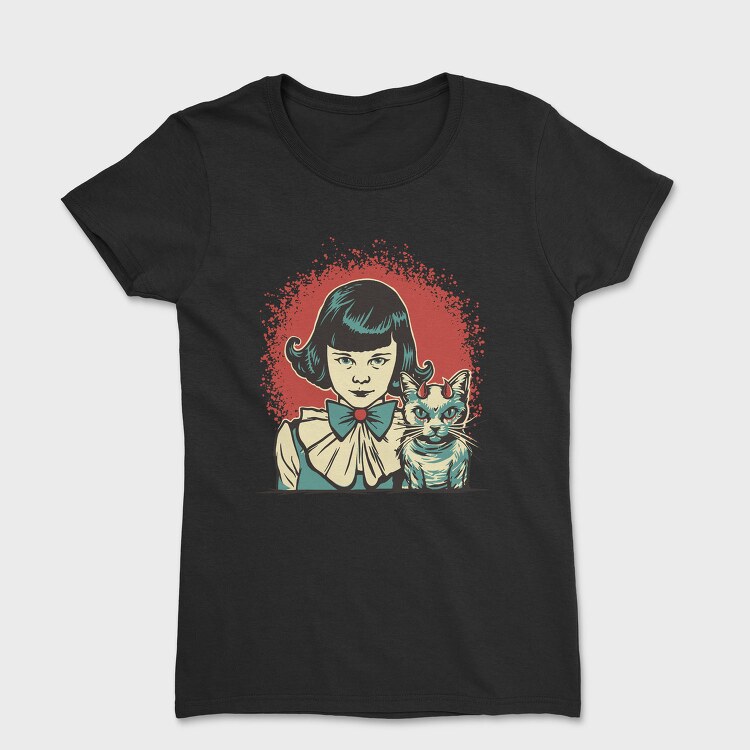 Diabolic Girl And Cat, Tricou Femei