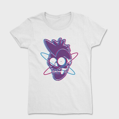 Distorted Punk Sull Cyan Magenta Skull, Tricou Femei