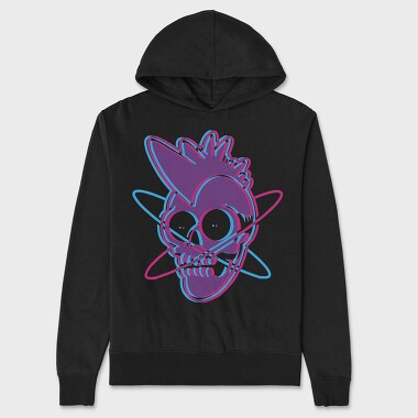 Distorted Punk Sull Cyan Magenta Skull, Hanorac Oversize Barbati (Unisex)