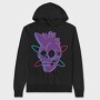 Distorted Punk Sull Cyan Magenta Skull, Hanorac Oversize Barbati (Unisex)
