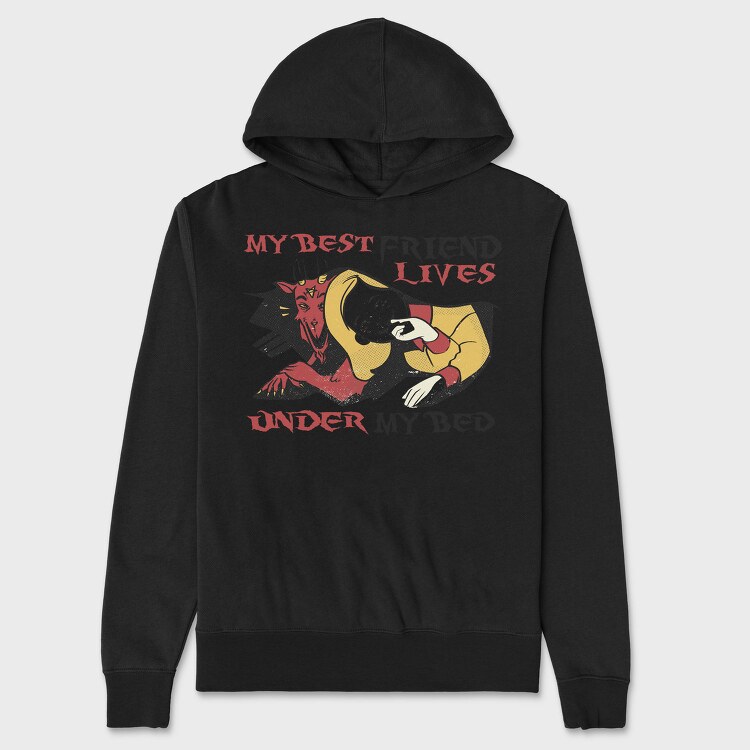 Funny Monster Quote Best Friend Under Bed, Hanorac Oversize Barbati (Unisex)