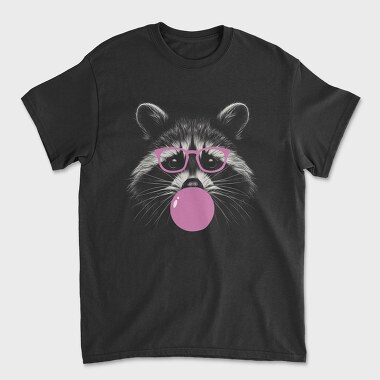 Funny Raccoon With Bubblegum And Glasses, Tricou Barbati (Unisex)