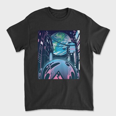 Futuristic City Neon Cyberpunk, Tricou Barbati (Unisex)
