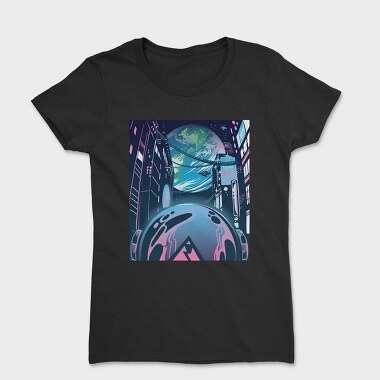 Futuristic City Neon Cyberpunk, Tricou Femei