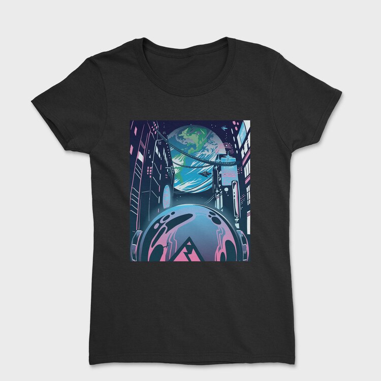 Futuristic City Neon Cyberpunk, Tricou Femei