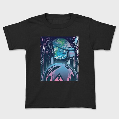 Futuristic City Neon Cyberpunk, Tricou Copii