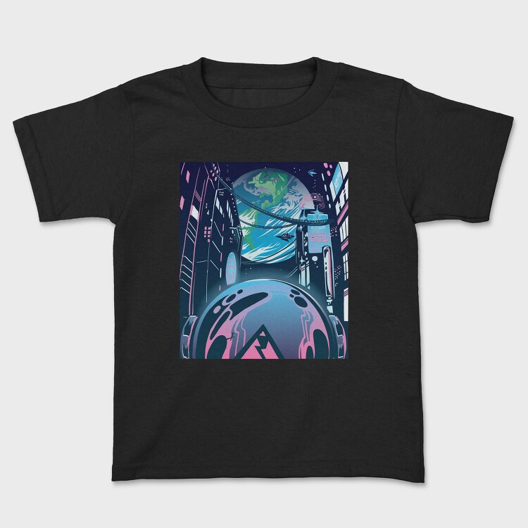 Futuristic City Neon Cyberpunk, Tricou Copii