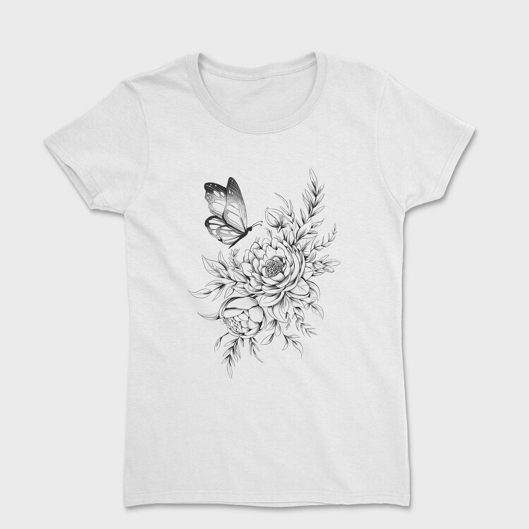 Floral Butterfly Tattoo Flowers, Tricou Femei
