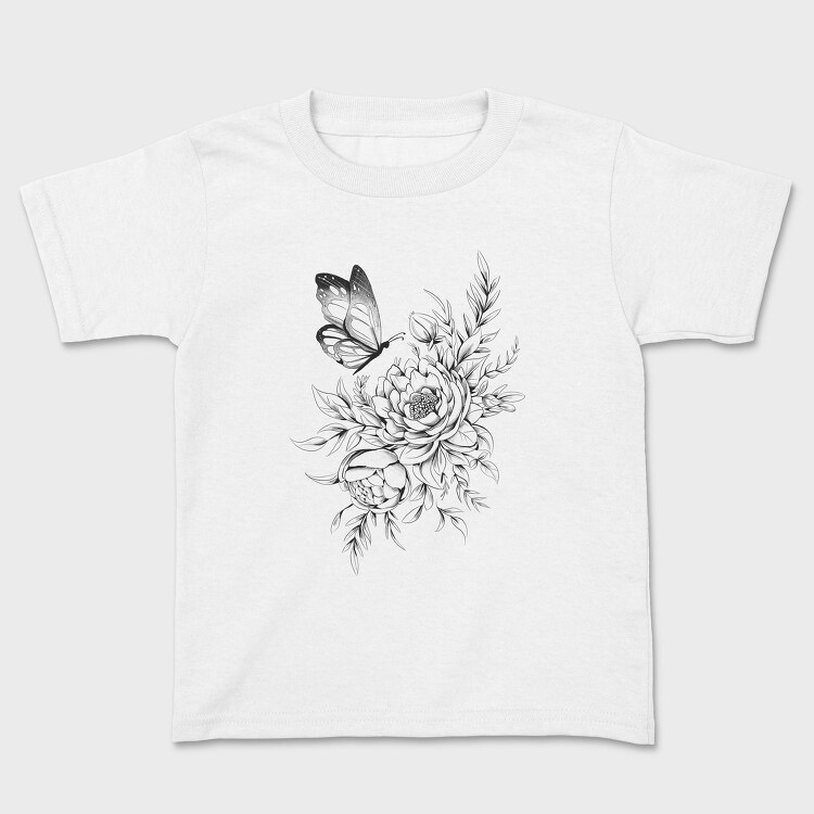 Floral Butterfly Tattoo Flowers, Tricou Copii
