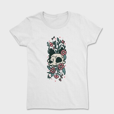 Floral Cat Skull Flowers, Tricou Femei