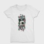 Floral Cat Skull Flowers, Tricou Femei