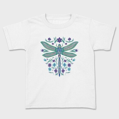 Floral Dragonfly Watercolor, Tricou Copii