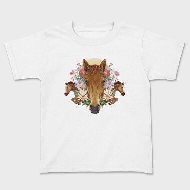 Floral Horses Collage Geometry, Tricou Copii