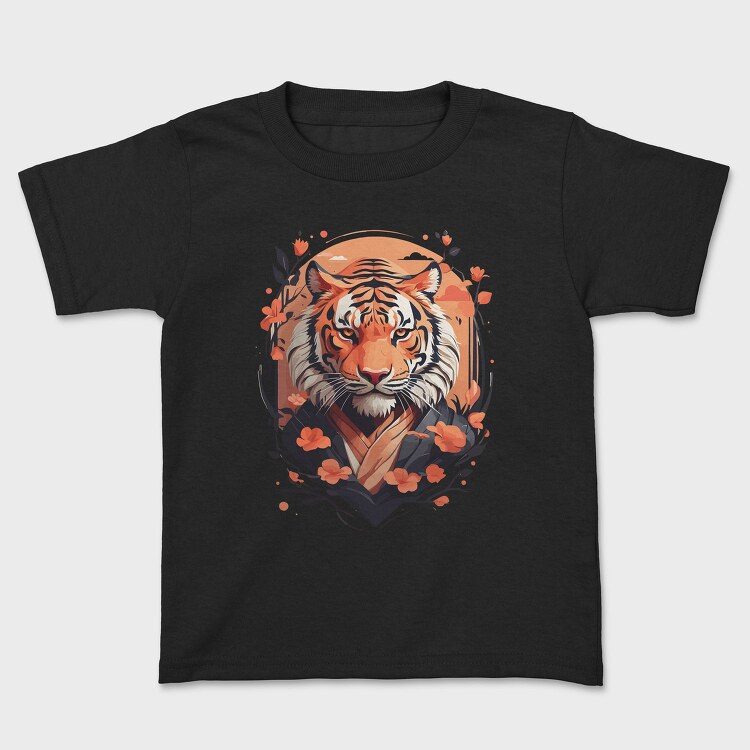 Floral Japanese Tiger Japanesse, Tricou Copii