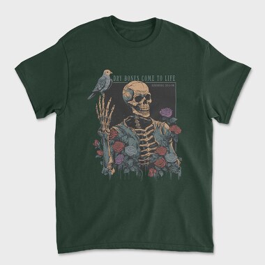 Floral Skeleton With A Bird Dove Life, Tricou Barbati (Unisex)