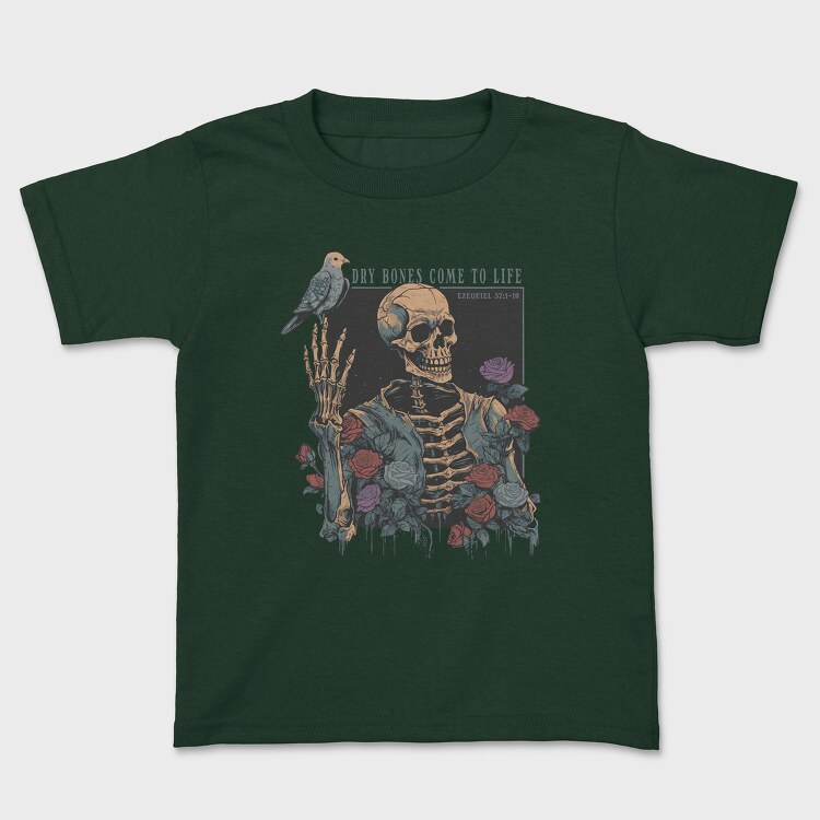 Floral Skeleton With A Bird Dove Life, Tricou Copii