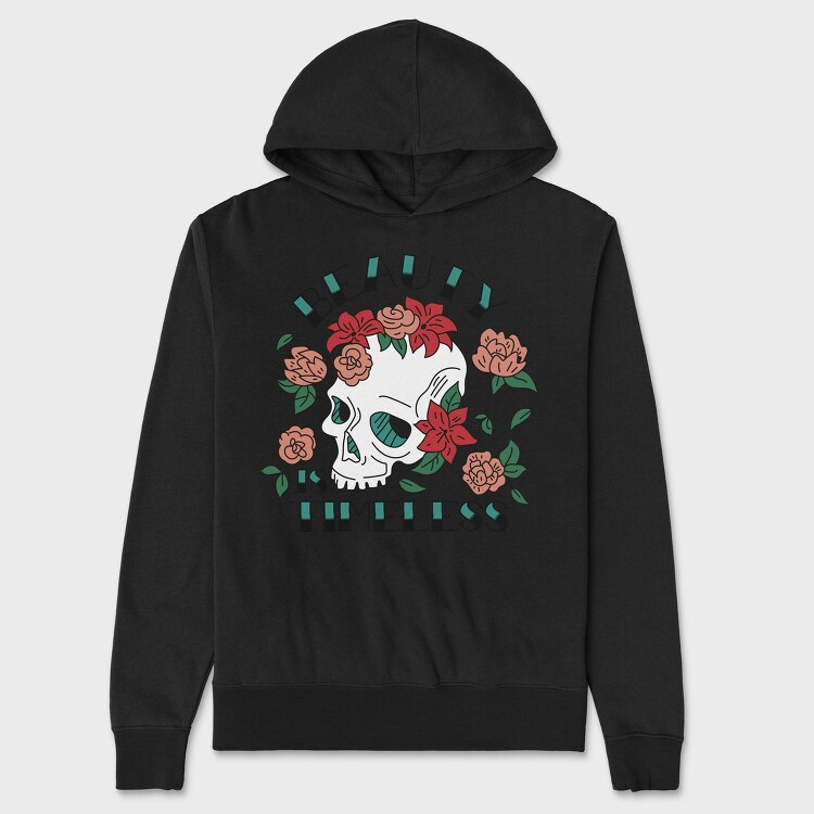 Floral Skull Nature Beauty Is Timeless Tote, Hanorac Oversize Barbati (Unisex)