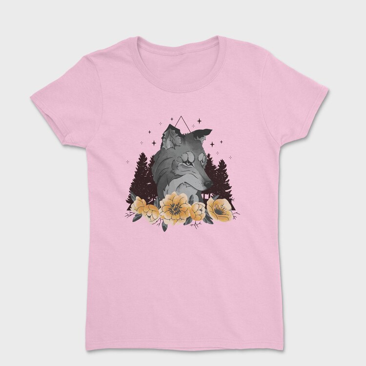 Floral Wolf Mug, Tricou Femei