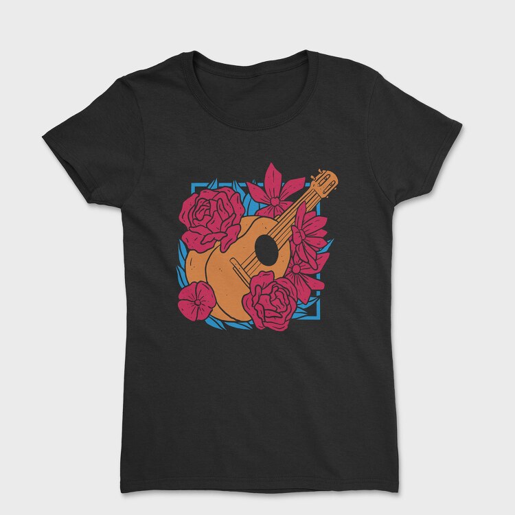Flower Guitar Uke Flowers, Tricou Femei