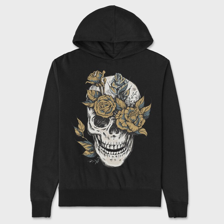 Flower Skull, Hanorac Oversize Barbati (Unisex)