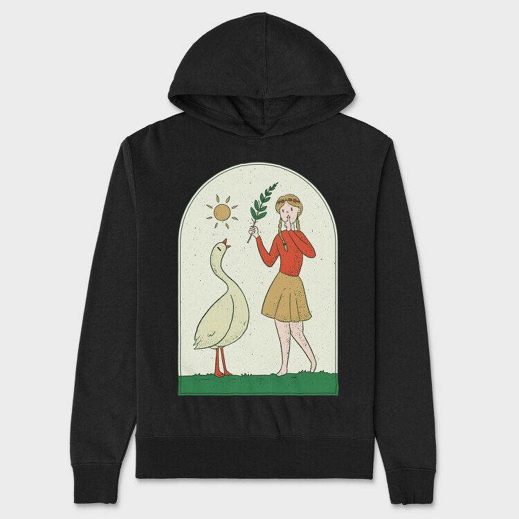 Girl With Goose, Hanorac Oversize Barbati (Unisex)