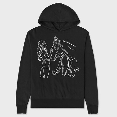Girl With Horse, Hanorac Oversize Barbati (Unisex)