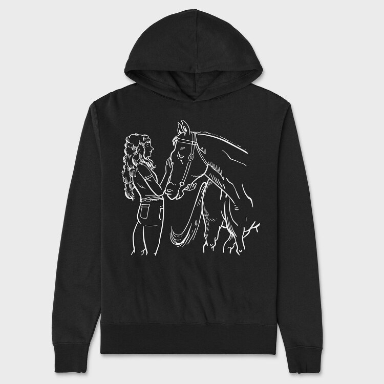 Girl With Horse, Hanorac Oversize Barbati (Unisex)