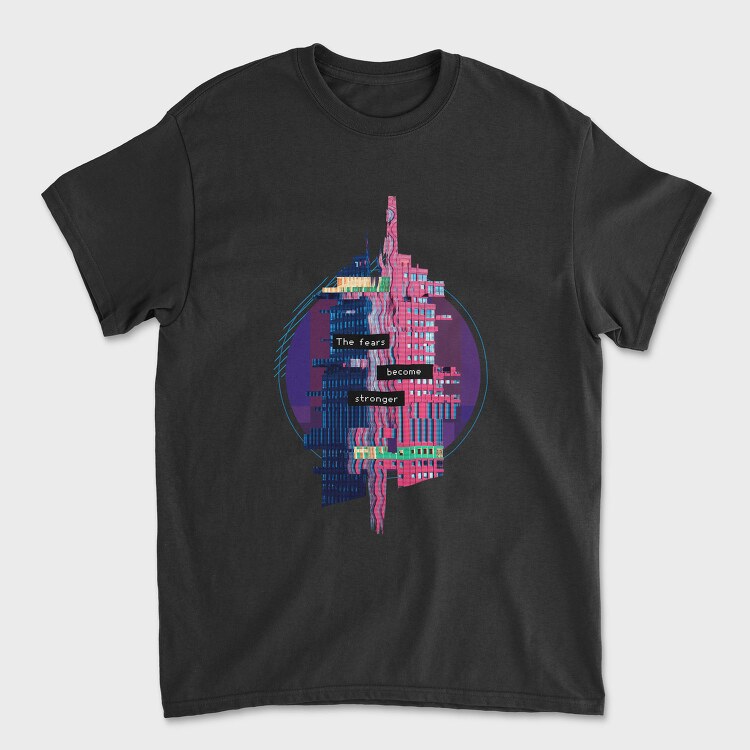Glitch Quote And Building, Tricou Barbati (Unisex)