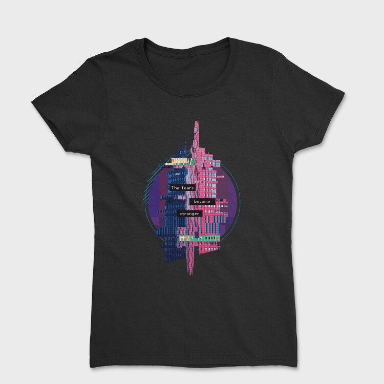 Glitch Quote And Building, Tricou Femei