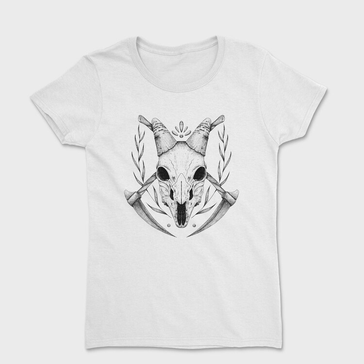 Goat Skull Hand Drawn, Tricou Femei