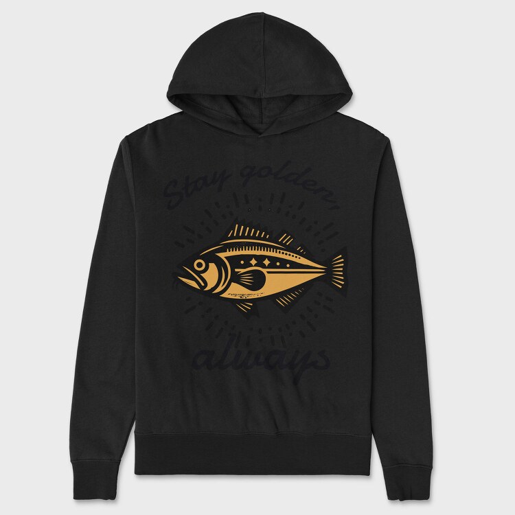 Golden Fish Quote Stay Golden, Hanorac Oversize Barbati (Unisex)