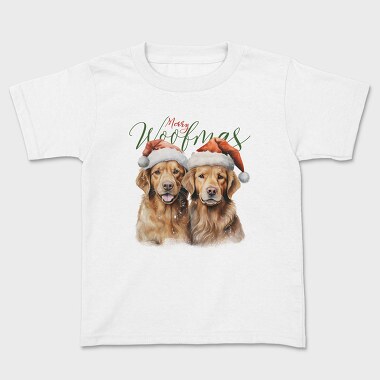 Golden Retrievers Christmas Throw Pillow Merry Woofmas, Tricou Copii