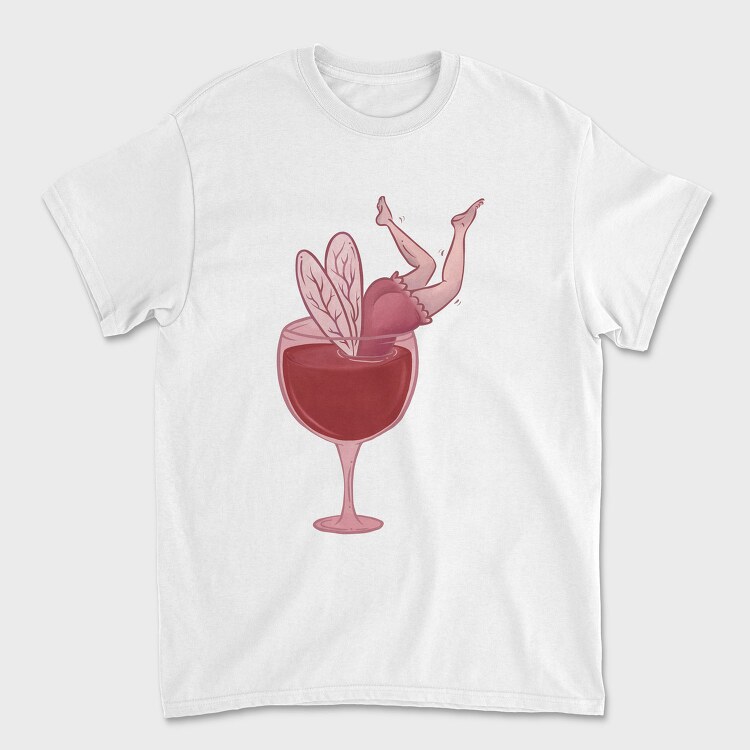 Small Drunk Fairy In Wine Glass, Tricou Barbati (Unisex)