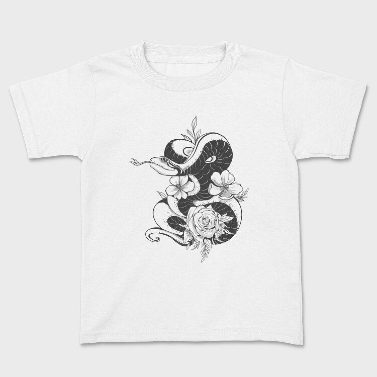 Snake And Flowers Tattoo, Tricou Copii