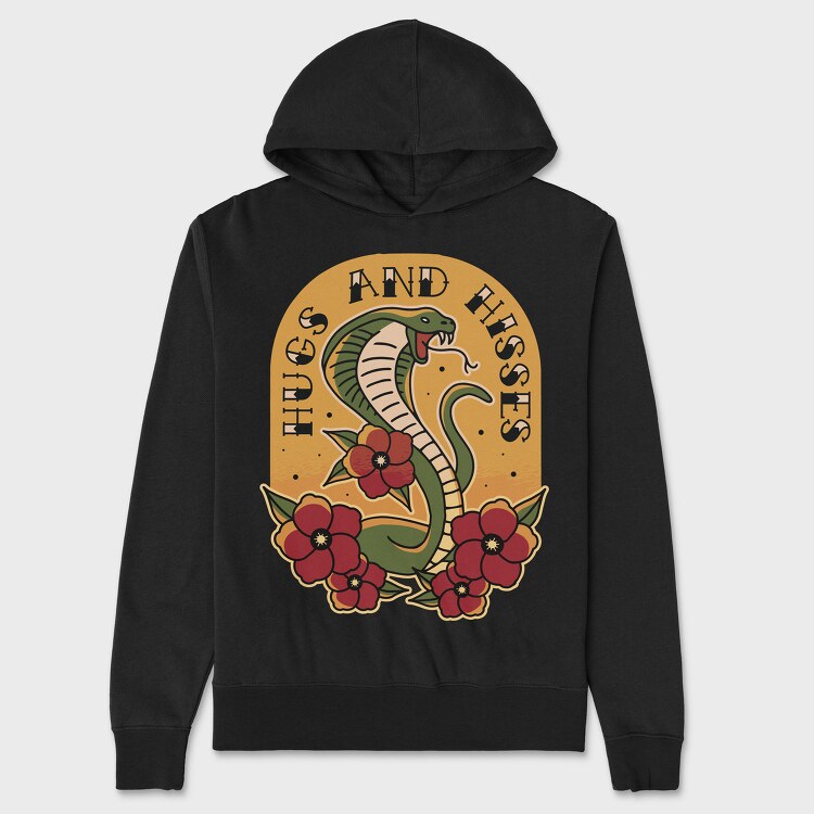 Snake Cobra Tattoo Style, Hanorac Oversize Barbati (Unisex)
