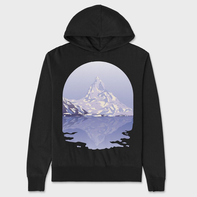 Snow Mountain Landscape, Hanorac Oversize Barbati (Unisex)