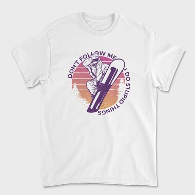 Snowboard Retro Sunset, Tricou Barbati (Unisex)