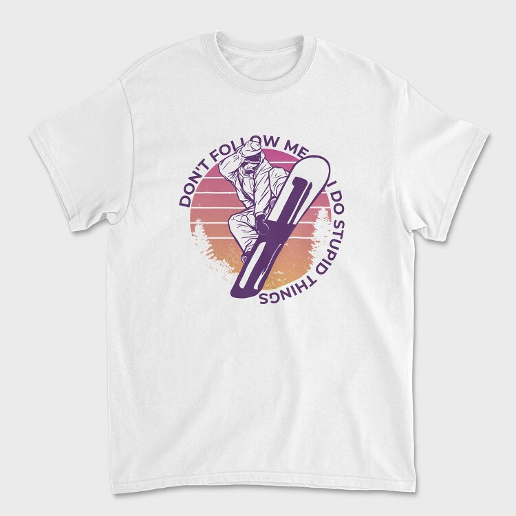 Snowboard Retro Sunset, Tricou Barbati (Unisex)