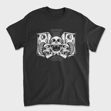 Speakers And Skulls Hand Drawn, Tricou Barbati (Unisex)