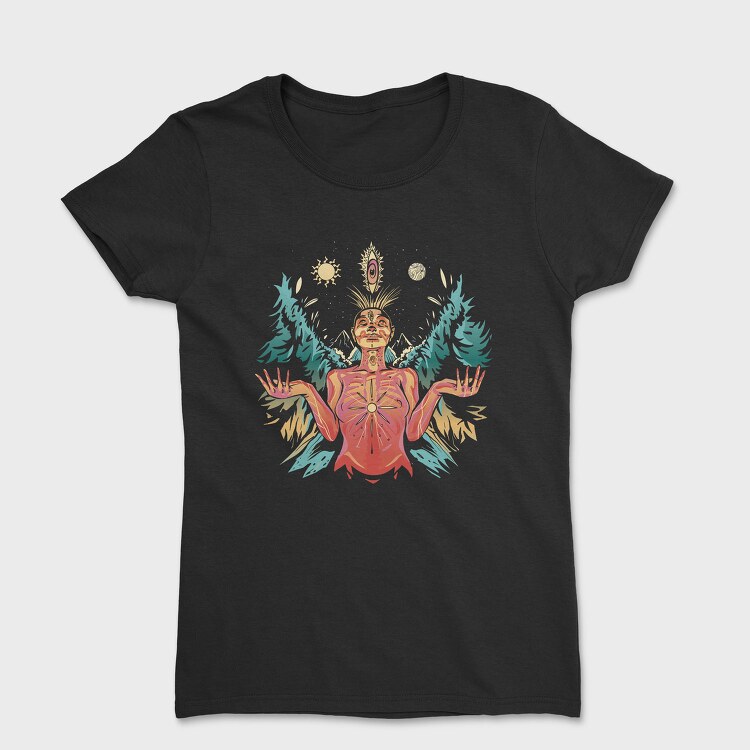 Spiritual Woman Metaverse Colorful Illustration, Tricou Femei